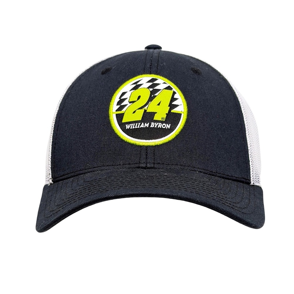 NASCAR William Byron 24 Fan Favorite Trucker Hat Black White Mesh Snapback Cap